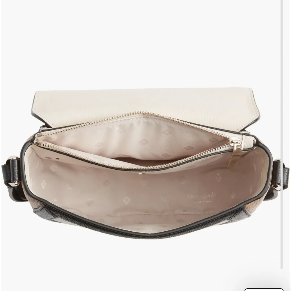 Kate Spade Knott Colorblock Pebbled Medium Leather Saddle Bag--Milk Glass Multi - Picture 6 of 13